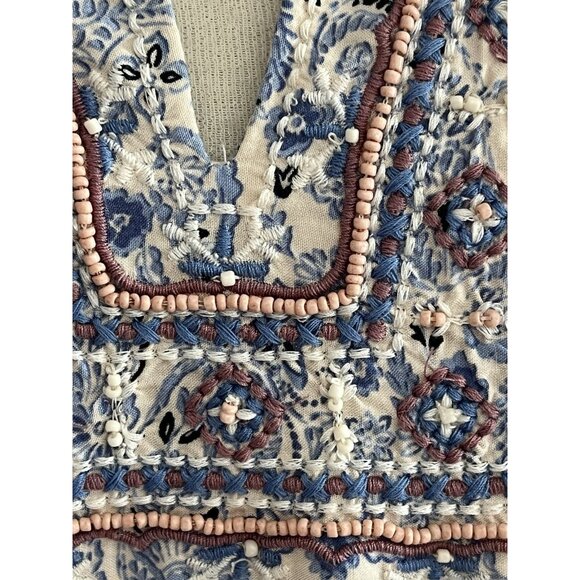 J. Jill Size Large Tunic Top Boho Hippie Festival NEW casual tassels embroidered - Picture 2 of 11